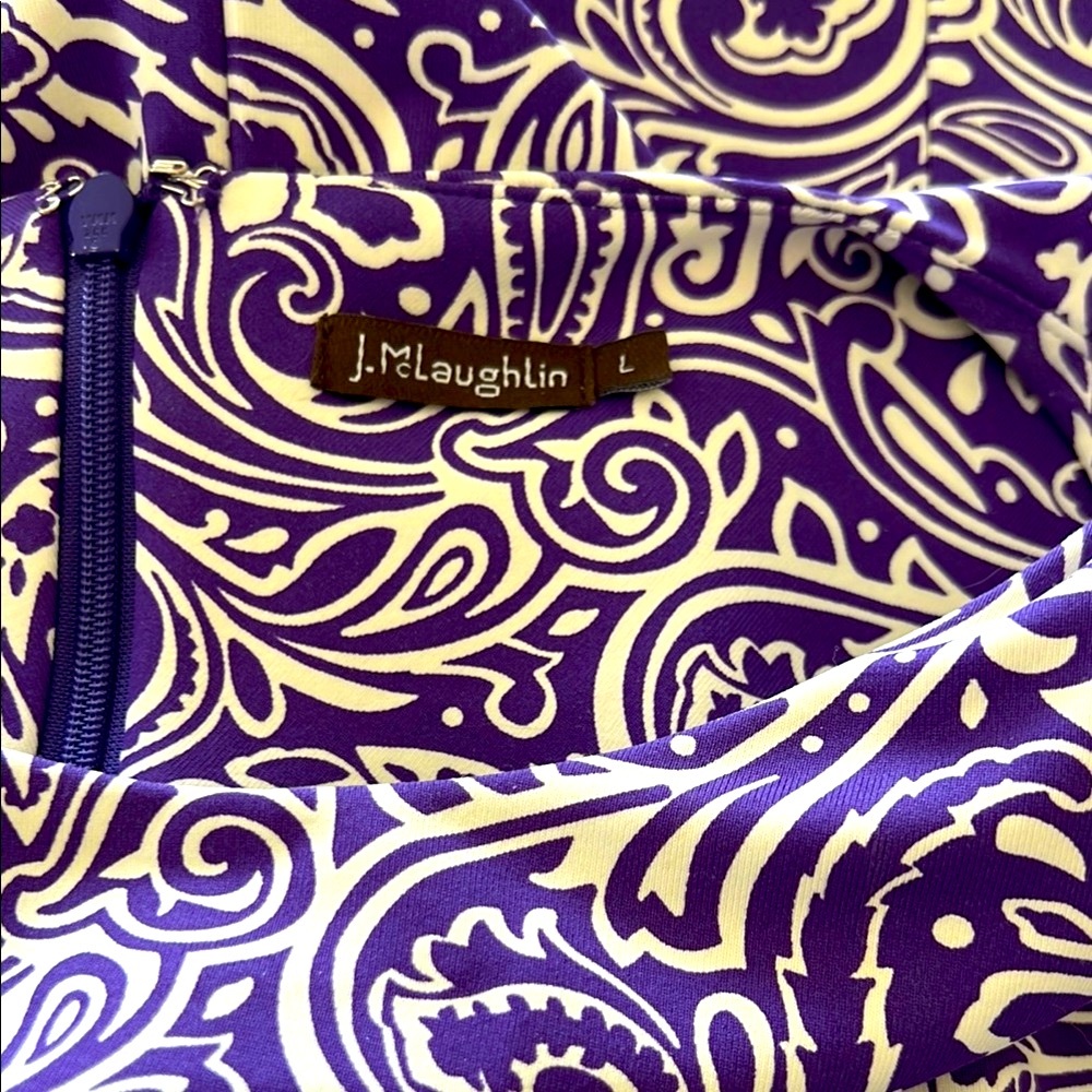 J. McLaughlin Purple Sheath Midi Dress 3/4 Sleeve - Picture 7 of 7